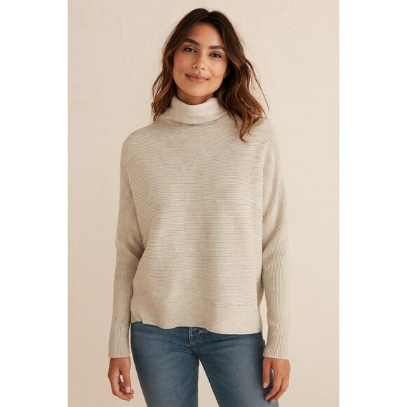 Anthropologie Moth Wool Blend Ribbed Funnel Neck Sweater Size XS - Picture 1 of 7
